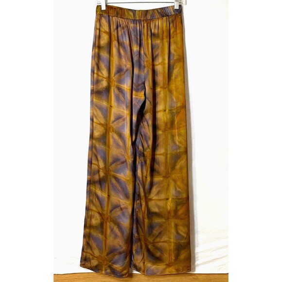 Zara Satin Effect Geometric Pants Womens Size Small Multicolor Wide Leg Flaws - Picture 4 of 16